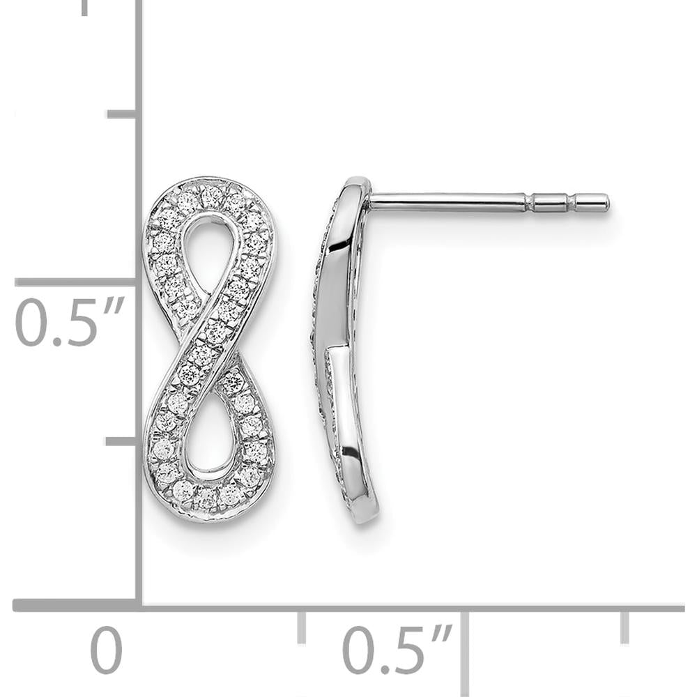 14K White Gold Diamond Infinity Drop Earrings with 56 Round Diamonds - 0.17 Carat Total Diamond Weight by Monteluci Fine Jewelry