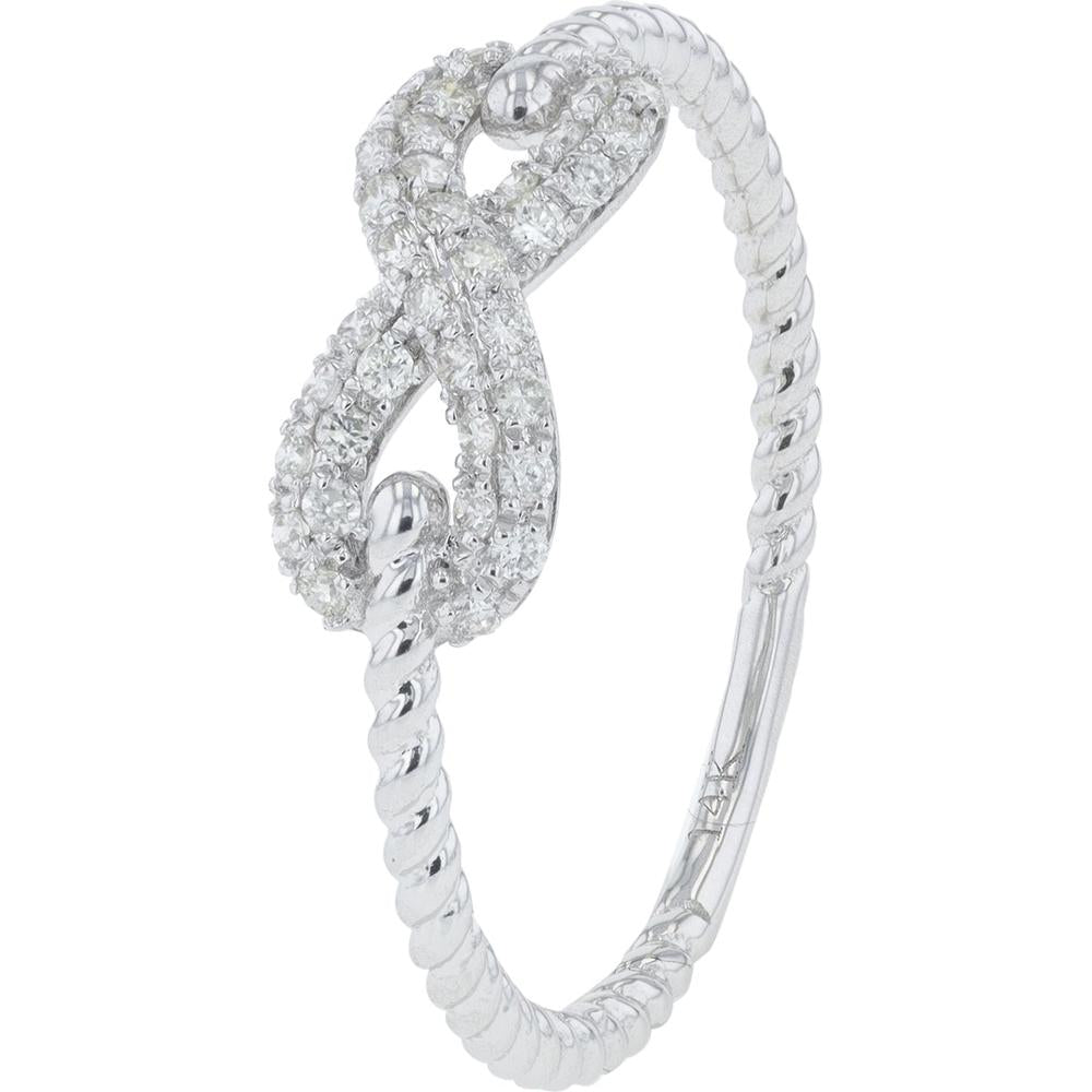 14K White Gold Diamond Infinity Ring with 0.18 Carat Total Diamond Weight