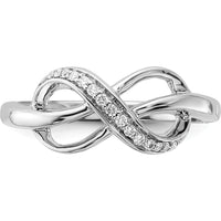 14K White Gold Diamond Infinity Ring with Pave Set Round Diamonds - 0.05 Carat Total Diamond Weight by 0