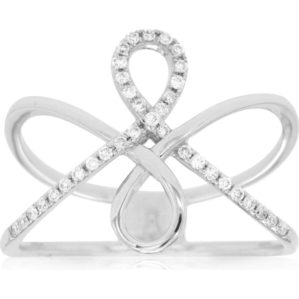 14K White Gold Diamond Infinity Ring with Round Diamonds - 0.14 Carats Total Diamond Weight