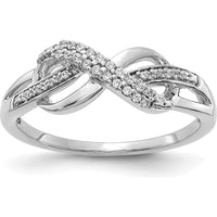 14K White Gold Diamond Infinity Symbol Ring with Pave Round Diamonds - 0.08 Carat Total Diamond Weight by 0