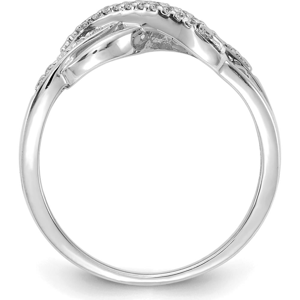 14K White Gold Diamond Infinity Symbol Ring with Pave Round Diamonds - 0.08 Carat Total Diamond Weight by 0