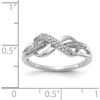14K White Gold Diamond Infinity Symbol Ring with Pave Round Diamonds - 0.08 Carat Total Diamond Weight by 0