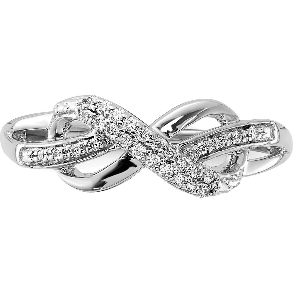 14K White Gold Diamond Infinity Symbol Ring with Pave Round Diamonds - 0.08 Carat Total Diamond Weight by 0