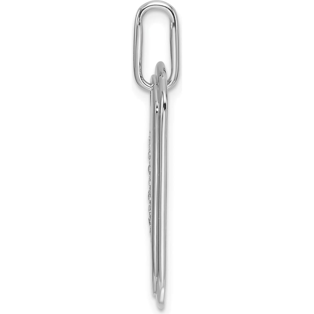 14K White Gold Diamond Initial A Dog Tag Pendant with Polished Finish by Oro Pregiato