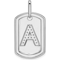 14K White Gold Diamond Initial A Dog Tag Pendant with Polished Finish by Oro Pregiato