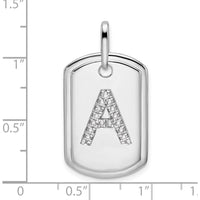 14K White Gold Diamond Initial A Dog Tag Pendant with Polished Finish by Oro Pregiato
