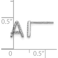 14K White Gold Diamond Initial A Earrings with Round Diamonds - 0.09 Carats Total Diamond Weight by Monteluci Fine Jewelry