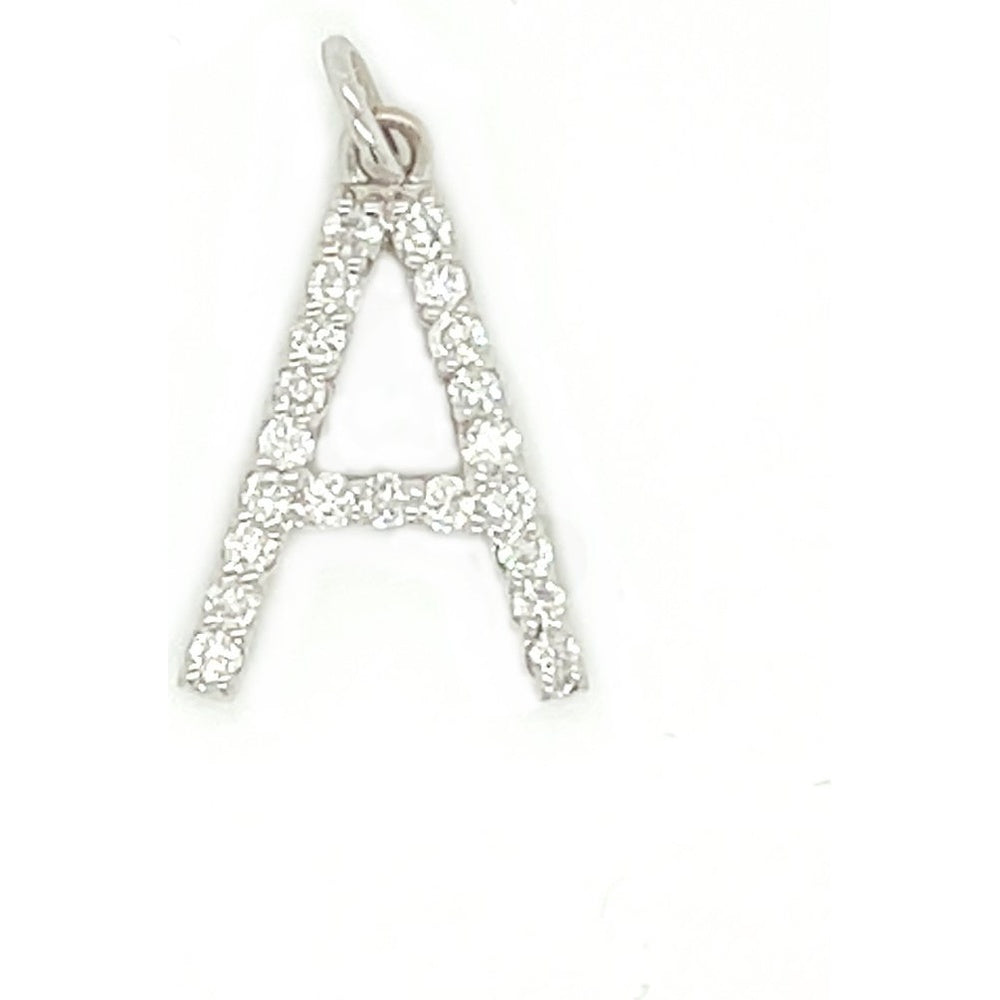 14K White Gold Diamond Initial "A" Pendant with Prong Set Round Diamonds - 0.22 Carat Total Diamond Weight by Auriventus