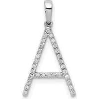 14K White Gold Diamond Initial A Pendant with Round Diamonds - 0.09 Carat Total Diamond Weight by Monteluci Fine Jewelry