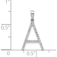 14K White Gold Diamond Initial A Pendant with Round Diamonds - 0.09 Carat Total Diamond Weight by Monteluci Fine Jewelry