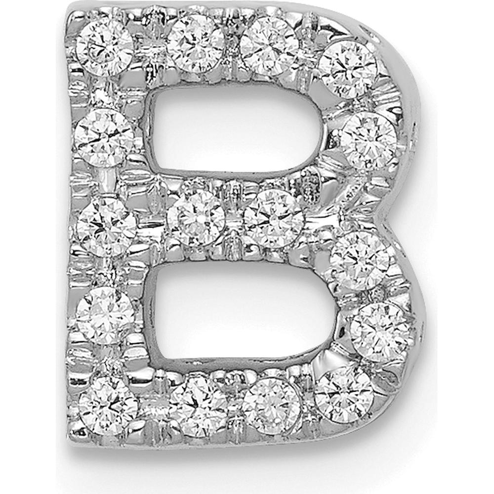 14K White Gold Diamond Initial B Pendant Charm with 16 Round Diamonds - 0.16 Carat Total Diamond Weight by Oro Pregiato