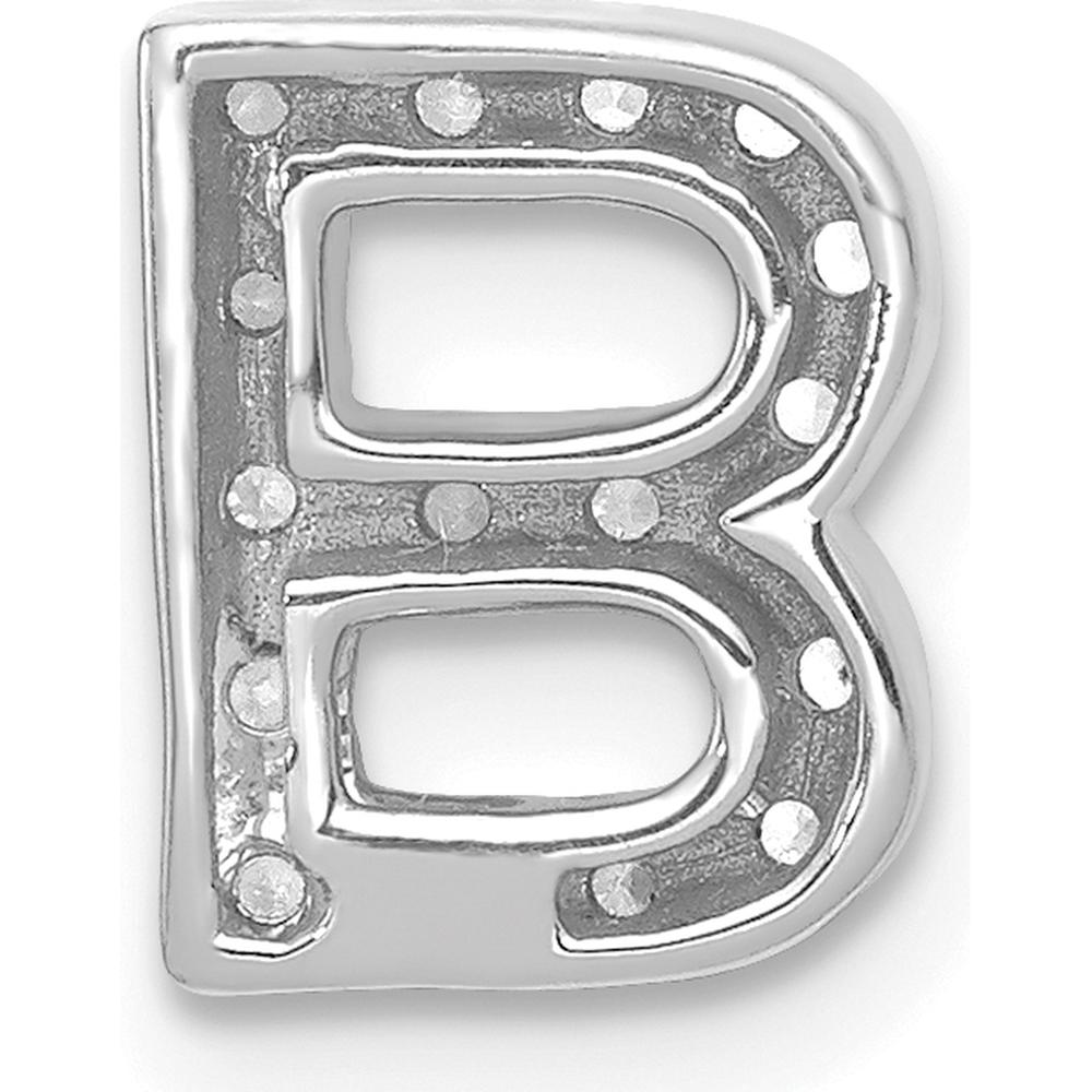 14K White Gold Diamond Initial B Pendant Charm with 16 Round Diamonds - 0.16 Carat Total Diamond Weight by Oro Pregiato