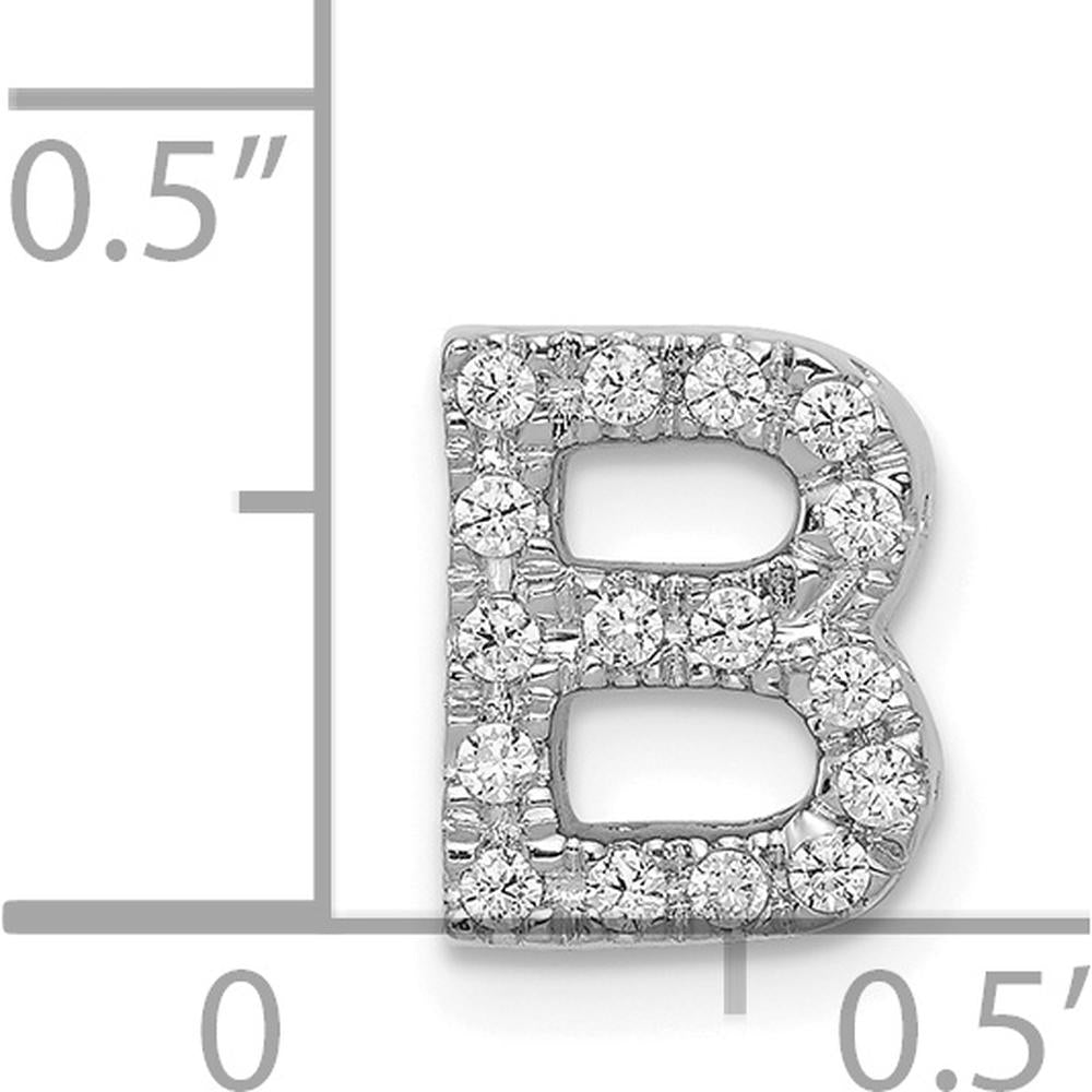 14K White Gold Diamond Initial B Pendant Charm with 16 Round Diamonds - 0.16 Carat Total Diamond Weight by Oro Pregiato