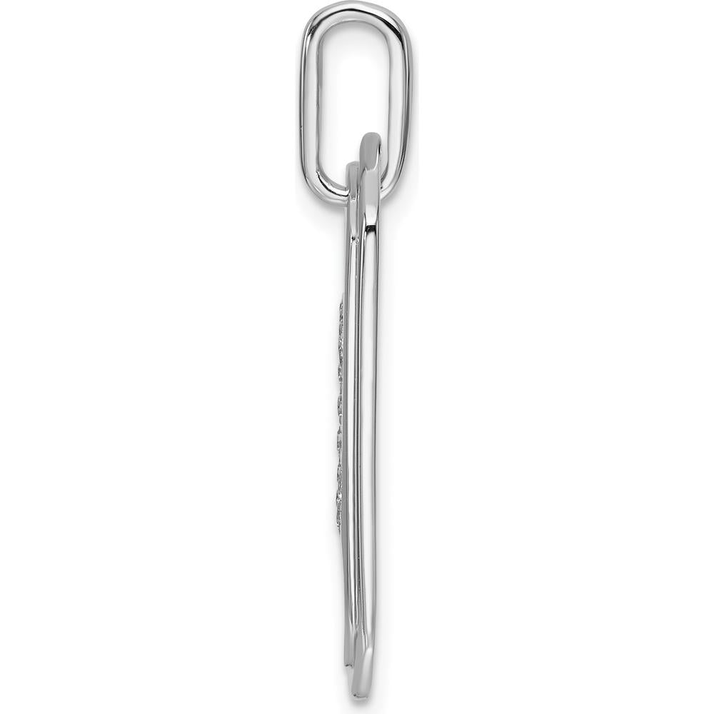 14K White Gold Diamond Initial "C" Dog Tag Charm with Rhodium Plating - 0.25 Carat Total Diamond Weight by Oro Pregiato