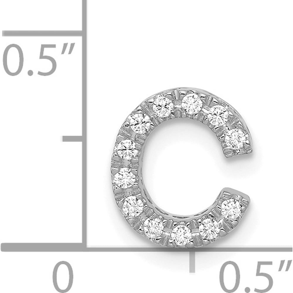 14K White Gold Diamond Initial "C" Pendant Charm with 12 Round Brilliant Diamonds - 0.01 Carat Total Diamond Weight by Oro Pregiato