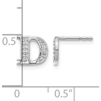 14K White Gold Diamond Initial D Earrings with Round Diamonds - 0.007 Carats Total Diamond Weight by Monteluci Fine Jewelry