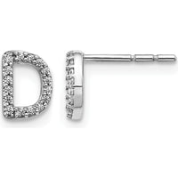 14K White Gold Diamond Initial D Earrings with Round Diamonds - 0.14 Carats Total Diamond Weight by Monteluci Fine Jewelry