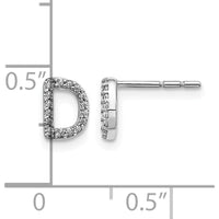 14K White Gold Diamond Initial D Earrings with Round Diamonds - 0.14 Carats Total Diamond Weight by Monteluci Fine Jewelry