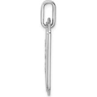 14K White Gold Diamond Initial "E" Dog Tag Charm with Rhodium Plating by Oro Pregiato