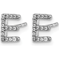 14K White Gold Diamond Initial "E" Earrings with Round Natural Diamonds - 0.007 Carats Total Diamond Weight by Monteluci Fine Jewelry