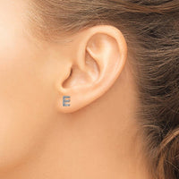 14K White Gold Diamond Initial "E" Earrings with Round Natural Diamonds - 0.007 Carats Total Diamond Weight by Monteluci Fine Jewelry