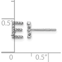14K White Gold Diamond Initial "E" Earrings with Round Natural Diamonds - 0.007 Carats Total Diamond Weight by Monteluci Fine Jewelry