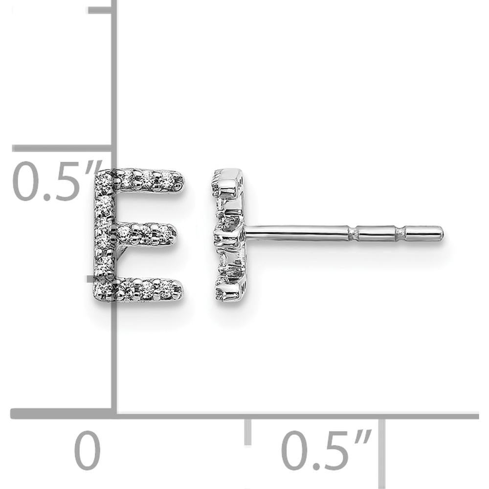14K White Gold Diamond Initial "E" Earrings with Round Natural Diamonds - 0.007 Carats Total Diamond Weight by Monteluci Fine Jewelry