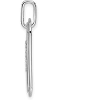 14K White Gold Diamond Initial F Dog Tag Charm with Rhodium Plating by Oro Pregiato