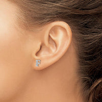 14K White Gold Diamond Initial F Earrings with 10 Round Natural Diamonds - 0.03 Carats Total Diamond Weight by Monteluci Fine Jewelry