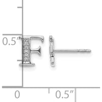 14K White Gold Diamond Initial F Earrings with 10 Round Natural Diamonds - 0.03 Carats Total Diamond Weight by Monteluci Fine Jewelry