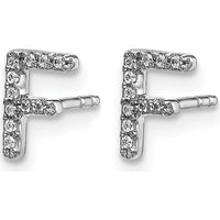 14K White Gold Diamond Initial F Stud Earrings with Round Diamonds - 0.066 Carats Total Diamond Weight by Monteluci Fine Jewelry