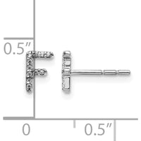 14K White Gold Diamond Initial F Stud Earrings with Round Diamonds - 0.066 Carats Total Diamond Weight by Monteluci Fine Jewelry