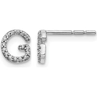 14K White Gold Diamond Initial G Earrings with 32 Round Diamonds - 0.06 Carats Total Diamond Weight by Monteluci Fine Jewelry