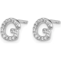 14K White Gold Diamond Initial G Earrings with 32 Round Diamonds - 0.06 Carats Total Diamond Weight by Monteluci Fine Jewelry