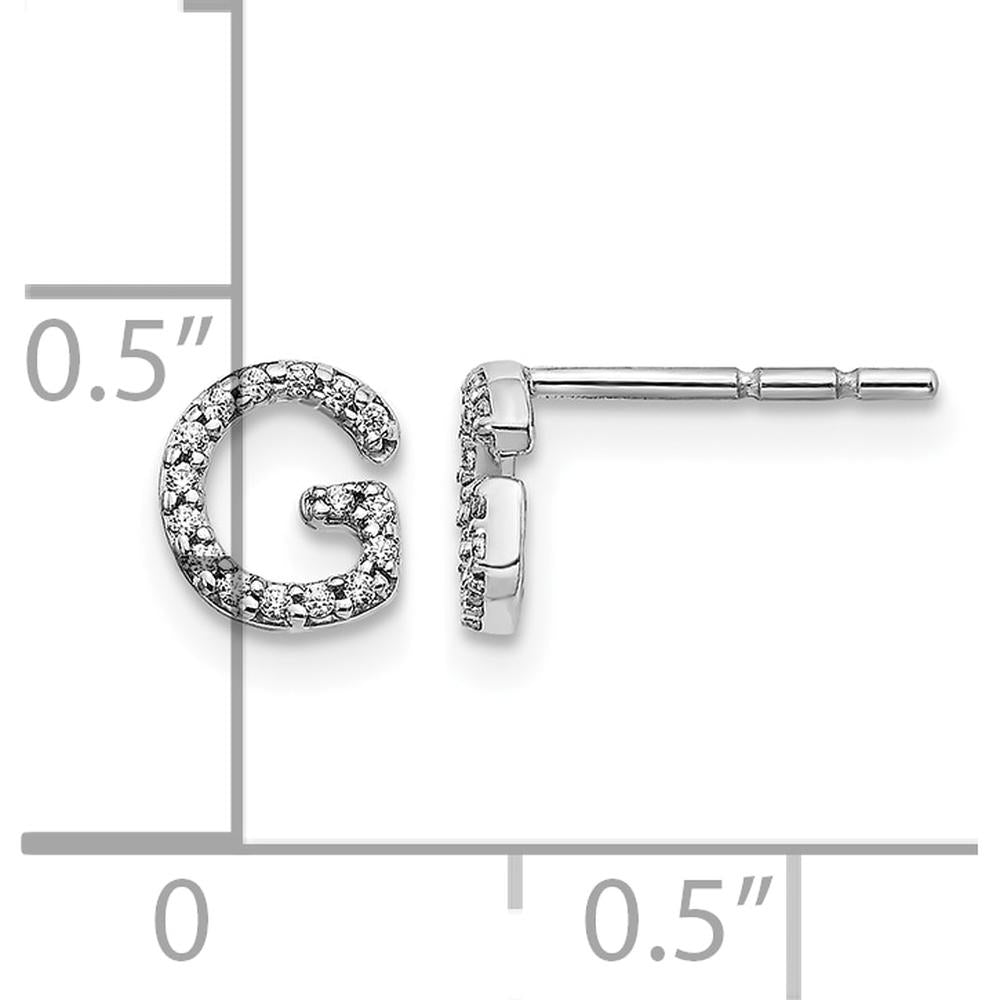 14K White Gold Diamond Initial G Earrings with 32 Round Diamonds - 0.06 Carats Total Diamond Weight by Monteluci Fine Jewelry