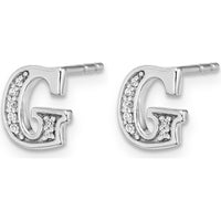 14K White Gold Diamond Initial G Stud Earrings - 0.14 Carats Total Diamond Weight by Monteluci Fine Jewelry