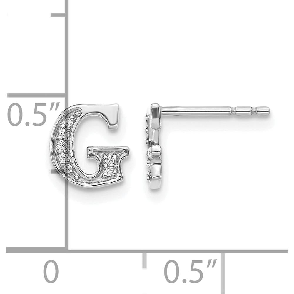 14K White Gold Diamond Initial G Stud Earrings - 0.14 Carats Total Diamond Weight by Monteluci Fine Jewelry