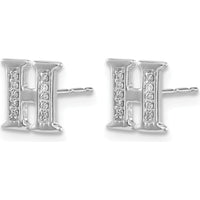 14K White Gold Diamond Initial H Earrings - 0.06 Carats Total Diamond Weight by Monteluci Fine Jewelry