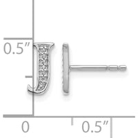 14K White Gold Diamond Initial J Stud Earrings with Natural Diamonds - 0.042 Carats Total Diamond Weight by Monteluci Fine Jewelry