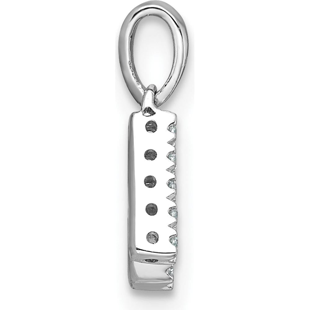 14K White Gold Diamond Initial K Pendant with Polished Finish and Rhodium Plated Bail by Oro Pregiato