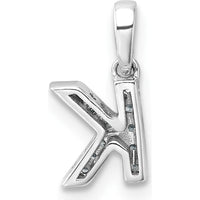 14K White Gold Diamond Initial K Pendant with Polished Finish and Rhodium Plated Bail by Oro Pregiato