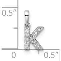 14K White Gold Diamond Initial K Pendant with Polished Finish and Rhodium Plated Bail by Oro Pregiato