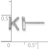 14K White Gold Diamond Initial "K" Stud Earrings - 0.003 Carats Total Diamond Weight by Monteluci Fine Jewelry
