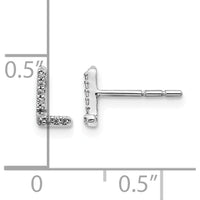 14K White Gold Diamond Initial "L" Button Earrings - 0.003 Carats Total Diamond Weight by Monteluci Fine Jewelry