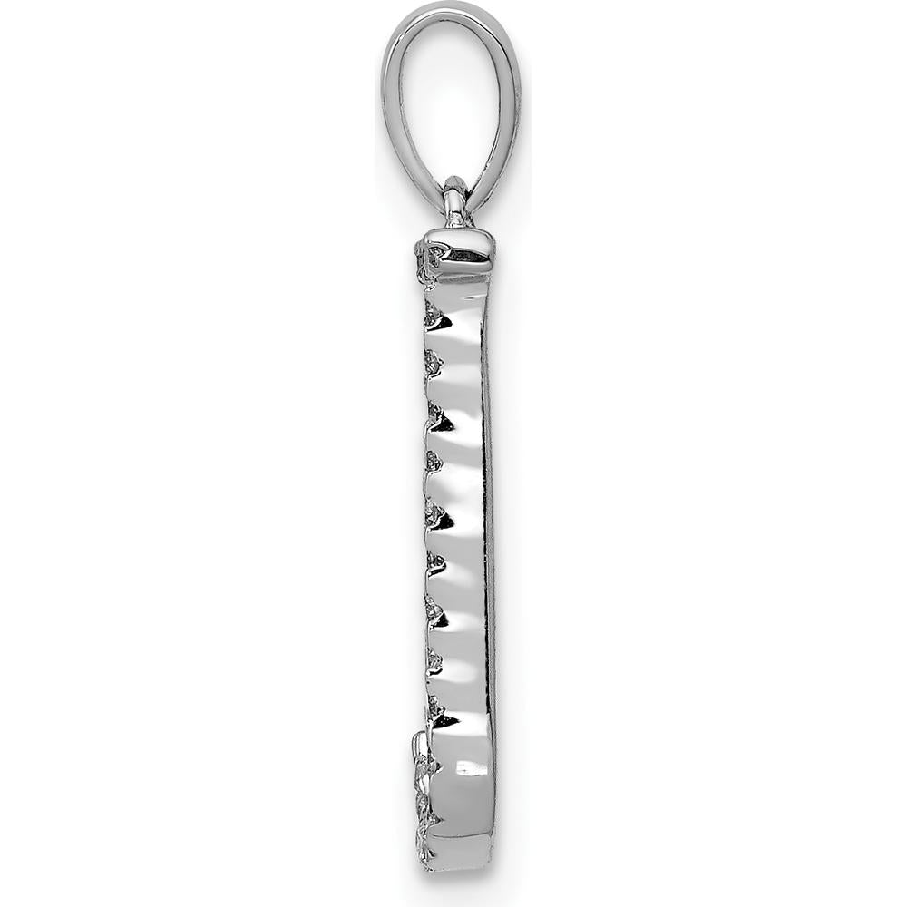 14K White Gold Diamond Initial Letter J Pendant with 22 Round Diamonds - 0.088 Carat Total Diamond Weight by Monteluci Fine Jewelry
