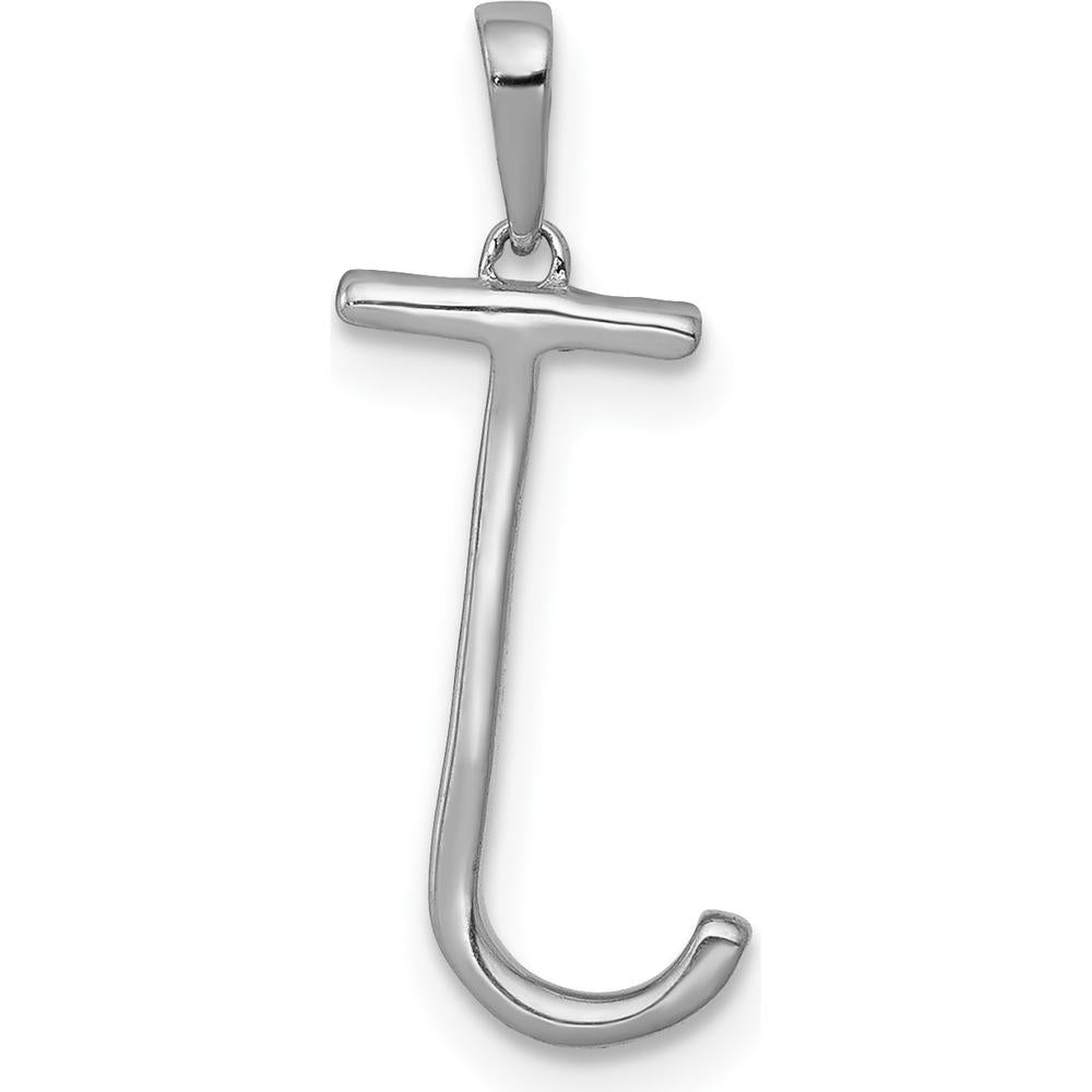 14K White Gold Diamond Initial Letter J Pendant with 22 Round Diamonds - 0.088 Carat Total Diamond Weight by Monteluci Fine Jewelry