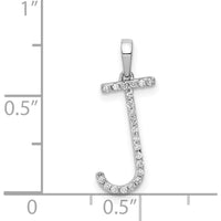 14K White Gold Diamond Initial Letter J Pendant with 22 Round Diamonds - 0.088 Carat Total Diamond Weight by Monteluci Fine Jewelry