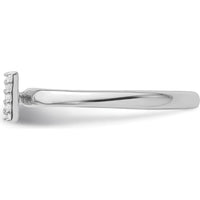 14K White Gold Diamond Initial M Ring with Pavé Set Round Diamonds - Stackable Size 7 by 0