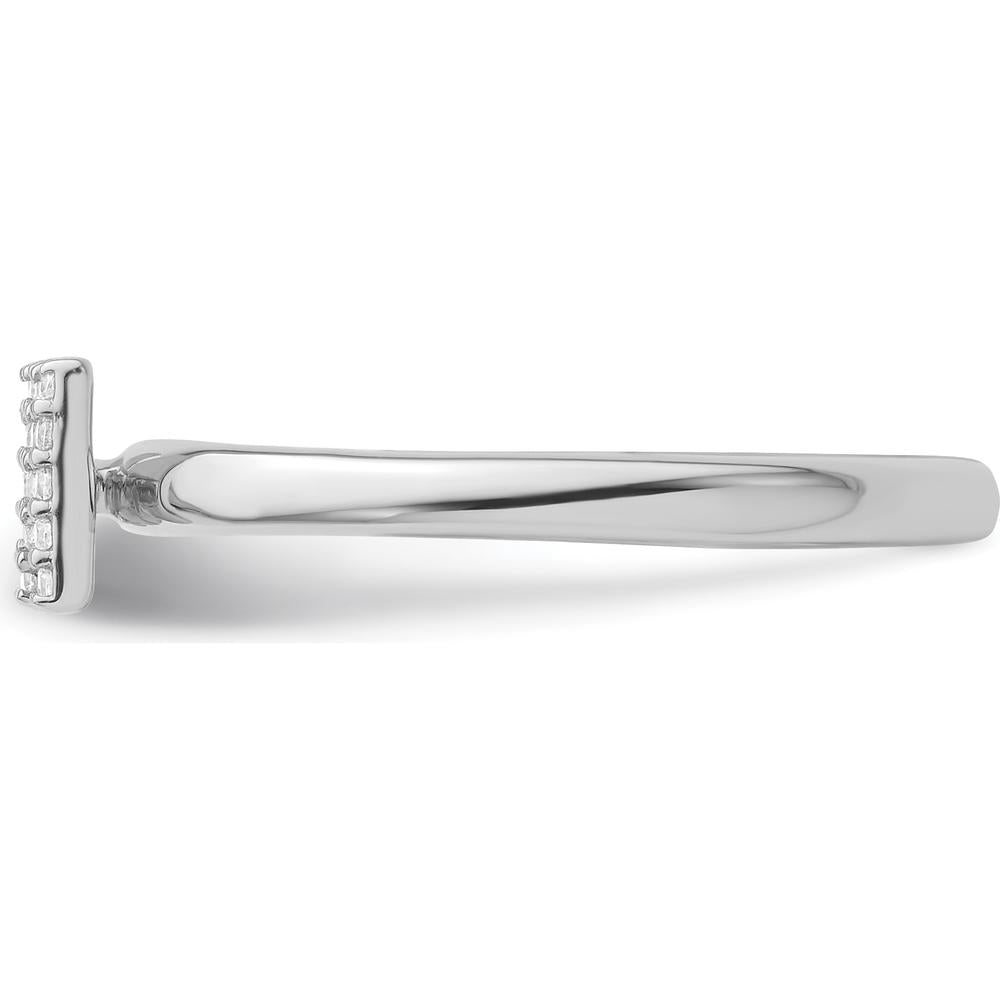 14K White Gold Diamond Initial M Ring with Pavé Set Round Diamonds - Stackable Size 7 by 0